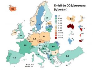 emisii co2 per persoana romania durabila