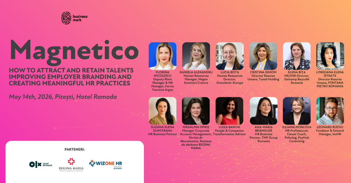Strategii de Employer Branding și retenție în 2026. Pe 14 mai 2026, evenimentul „MAGNETICO” revine la Pitești cu o nouă ediție dedicată profesioniștilor în HR