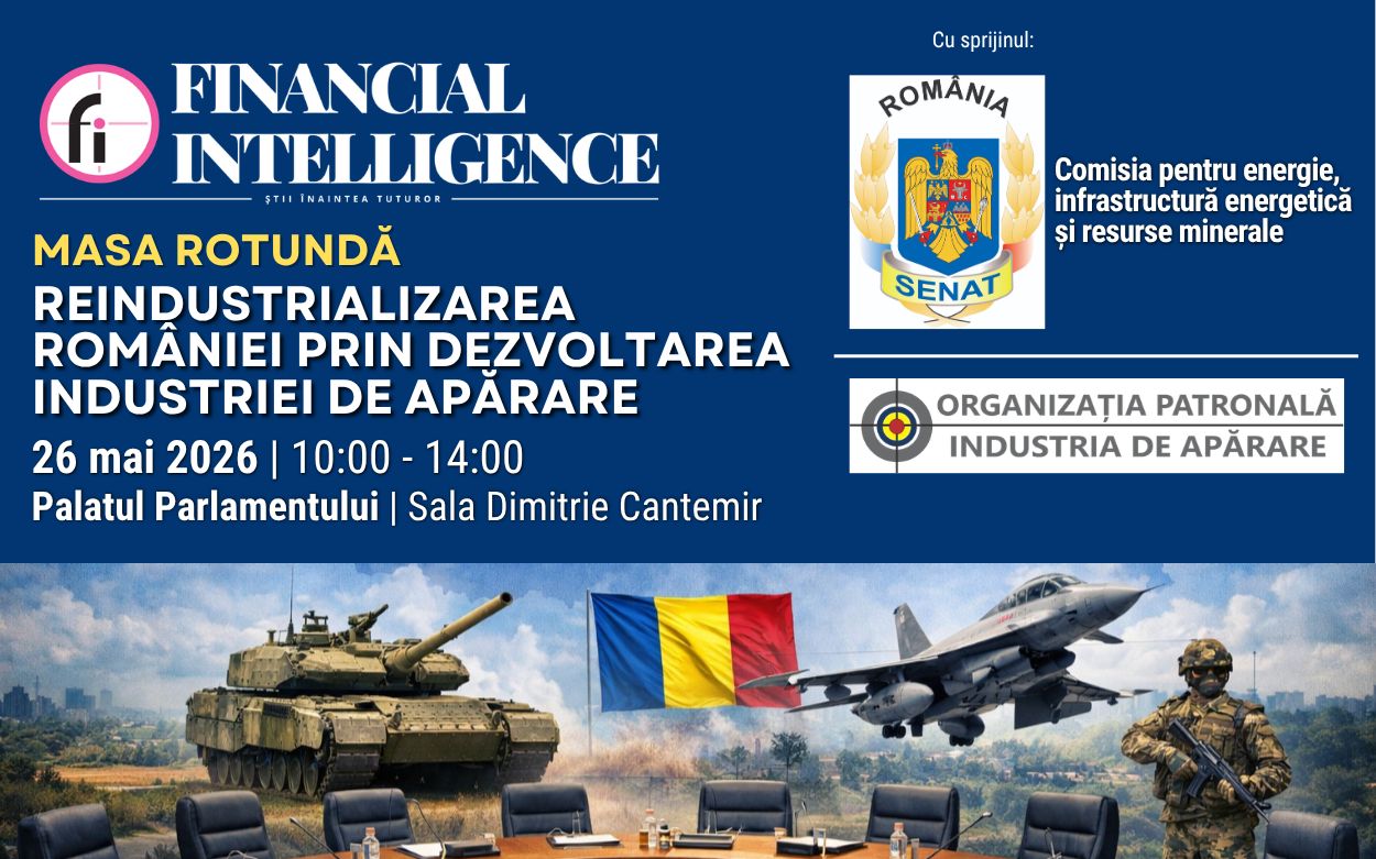 Financial Intelligence organizează Masa Rotundă cu tema REINDUSTRIALIZAREA ROMÂNIEI PRIN DEZVOLTAREA INDUSTRIEI DE APĂRARE