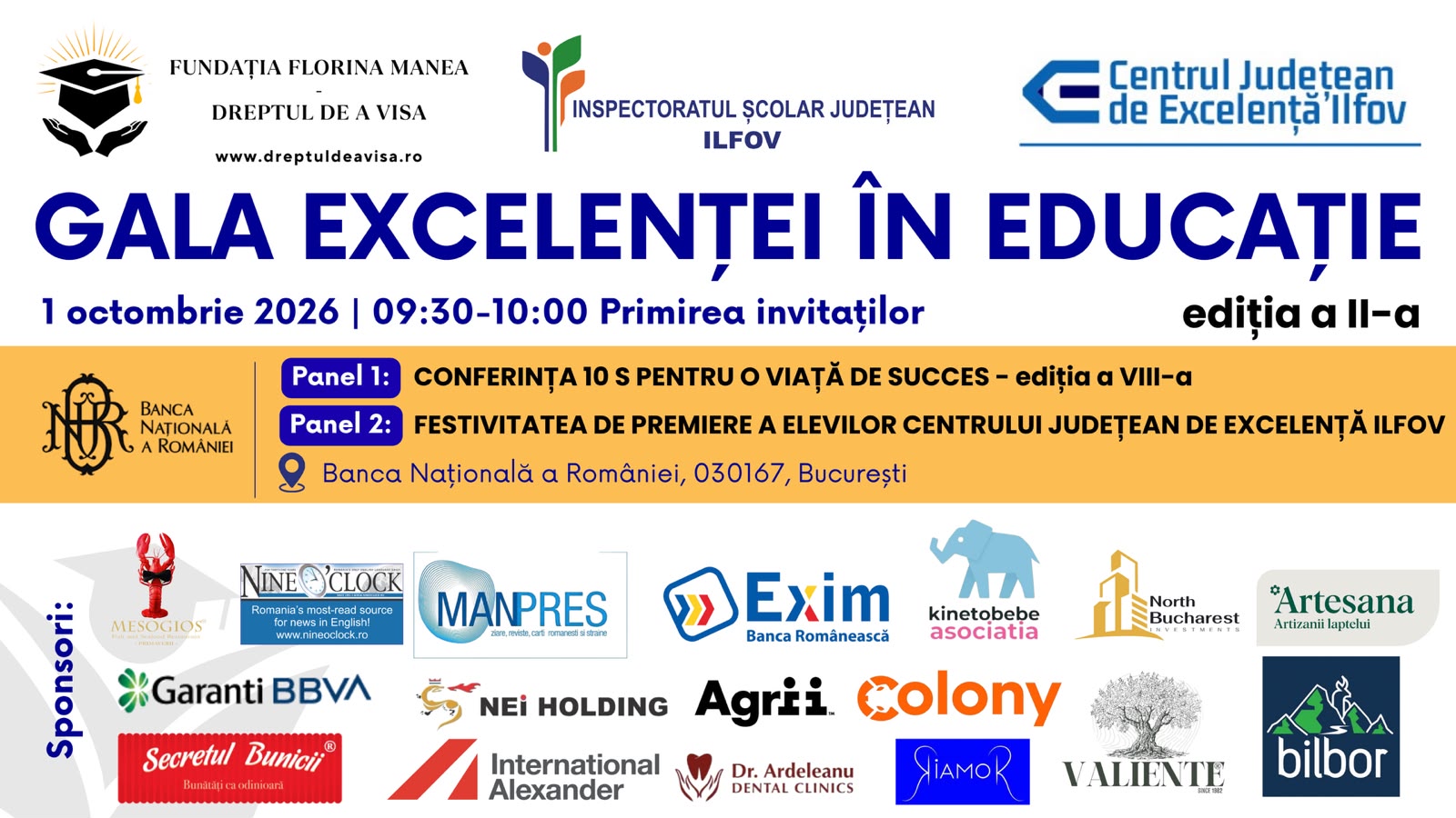 Gala Excelenței în Educație 2026 powered by Fundația Florina Manea – Dreptul de a Visa